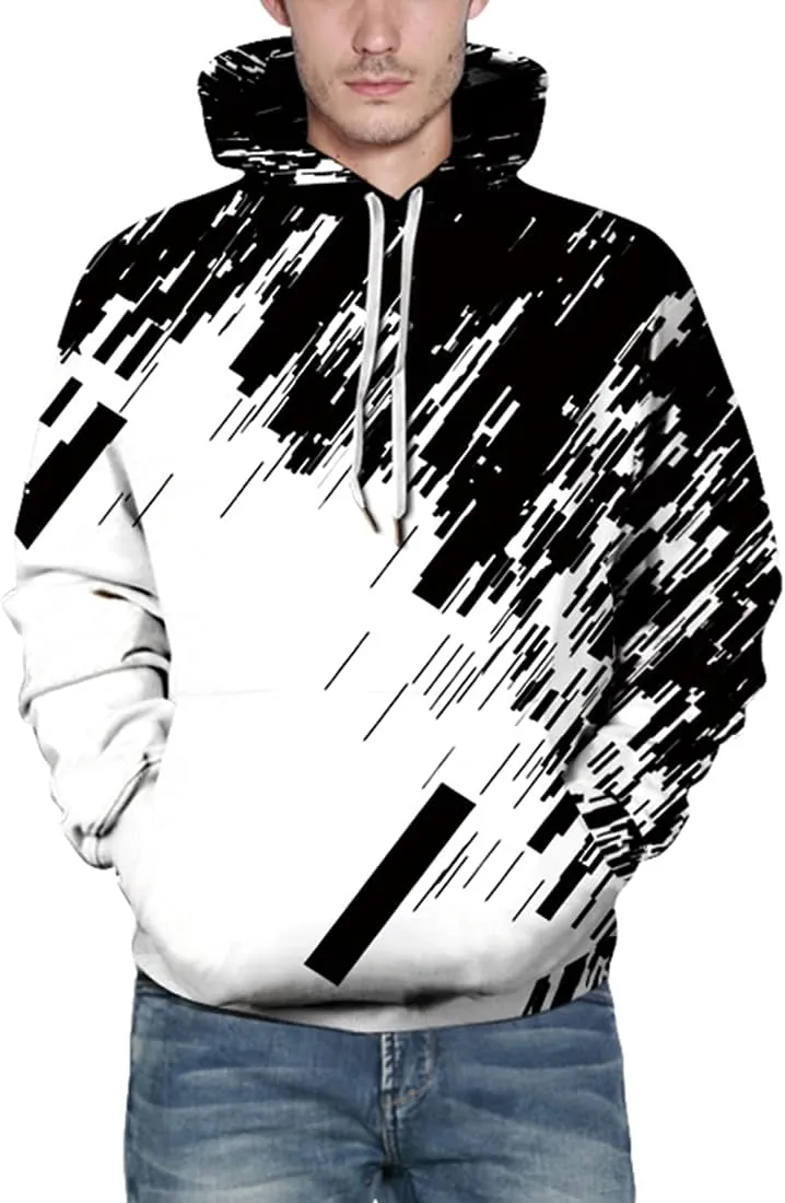 Chaos World Men's Novelty Hoodie Long Sleeves 3D Funny Graphic Print Sweatshirt Pullover