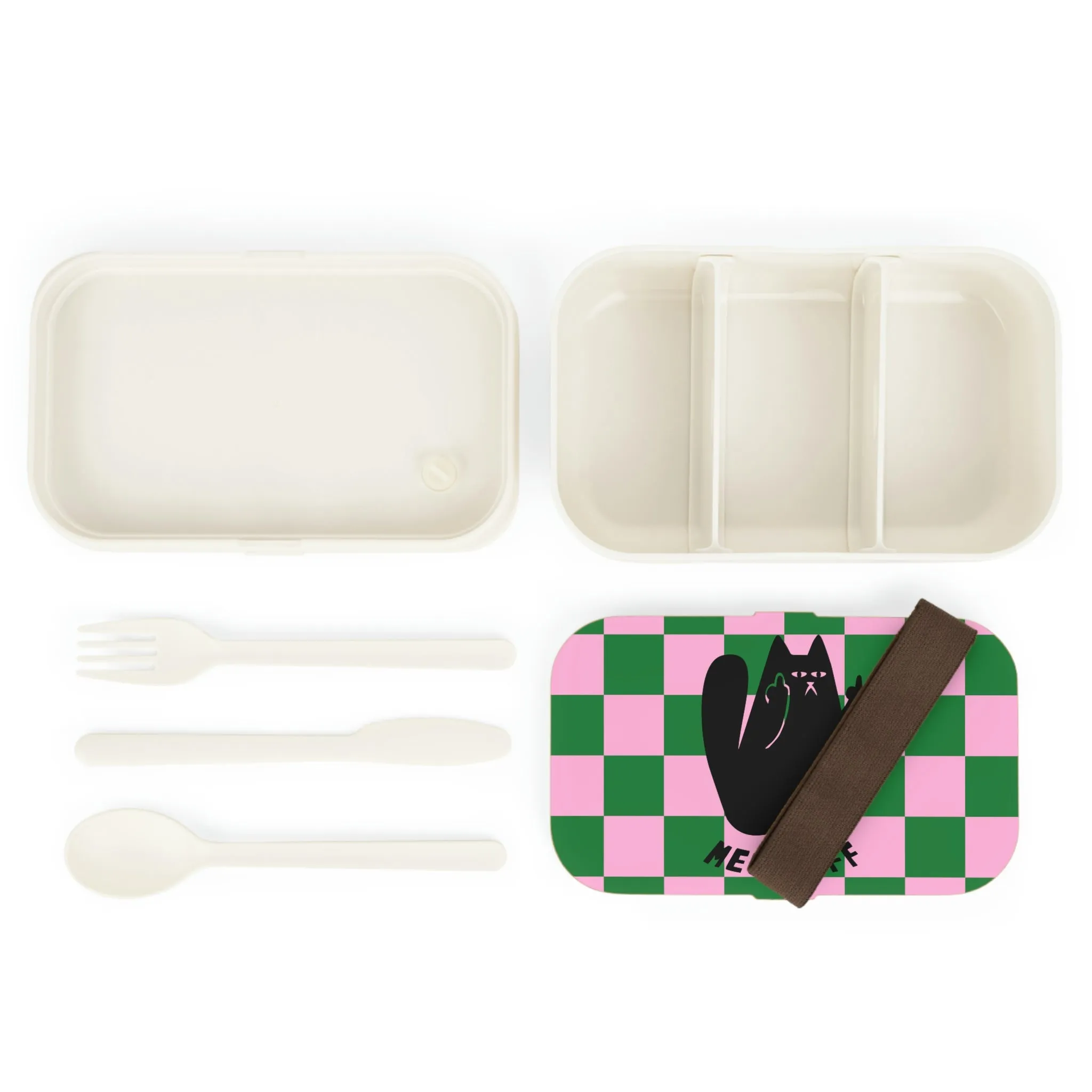 Checkered Funny Cat Bento Lunch Box