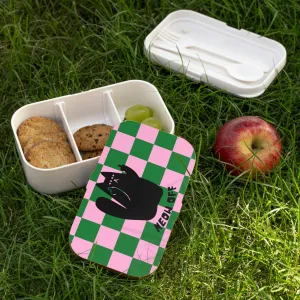 Checkered Funny Cat Bento Lunch Box