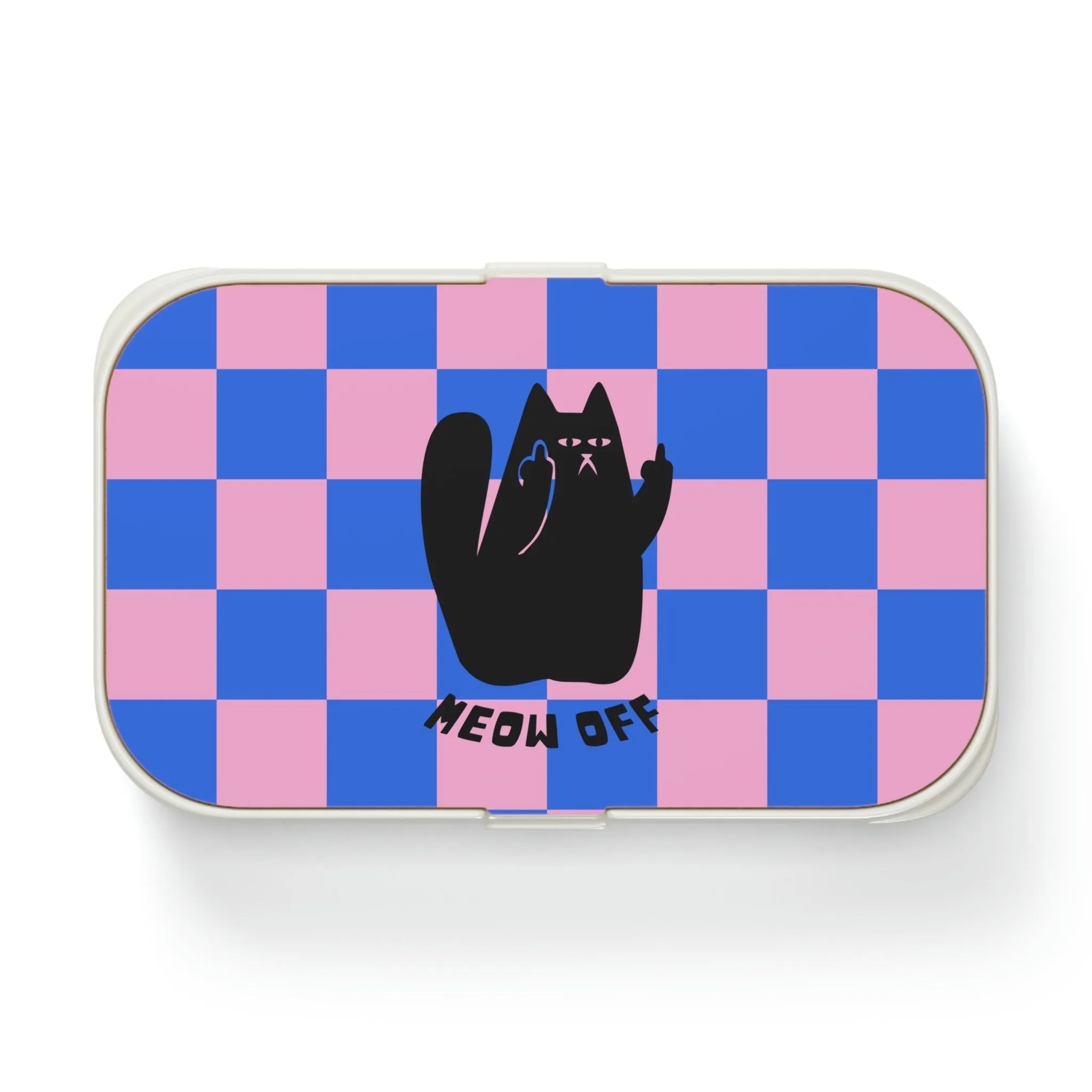 Checkered Funny Cat Bento Lunch Box