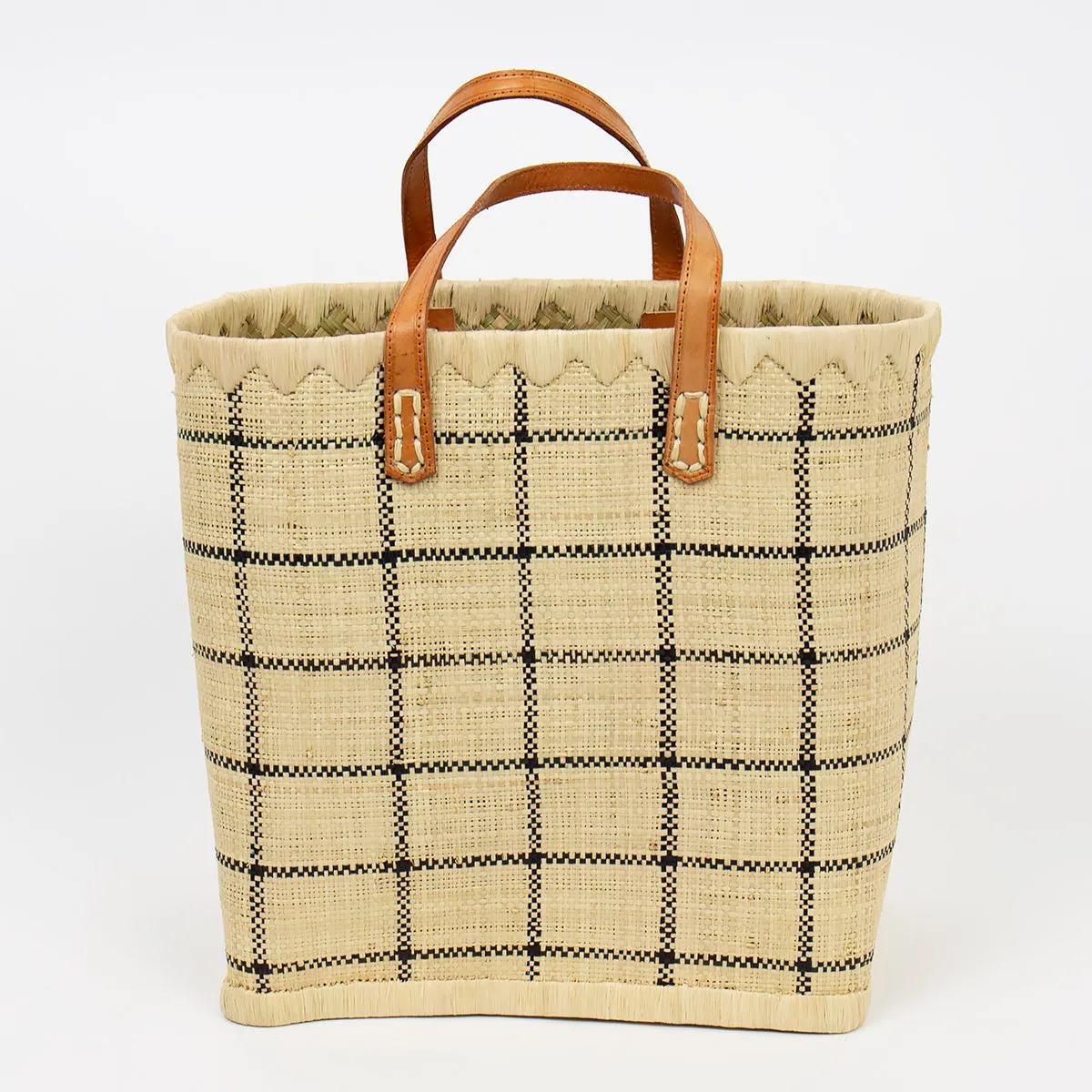 Checkered raffia bag, 2 sizes