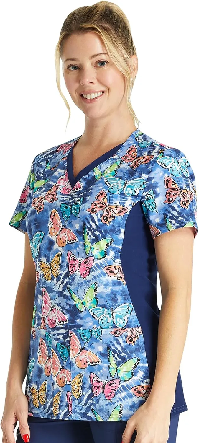 Cherokee Prints Women Scrubs Top V-Neck Print CK793