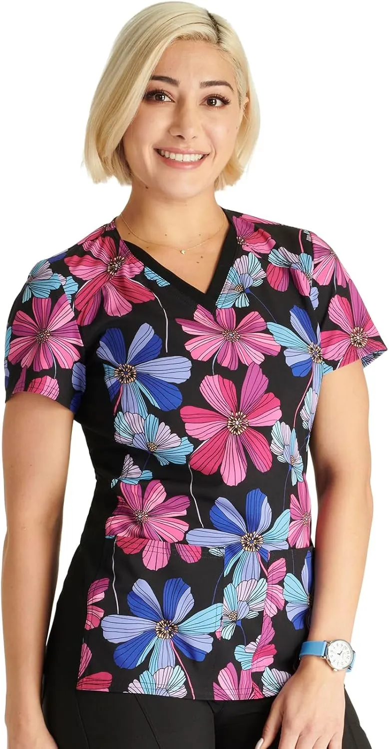 Cherokee Prints Women Scrubs Top V-Neck Print CK793