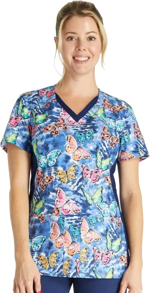 Cherokee Prints Women Scrubs Top V-Neck Print CK793