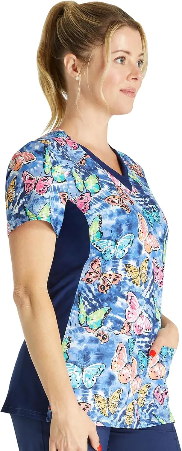 Cherokee Prints Women Scrubs Top V-Neck Print CK793