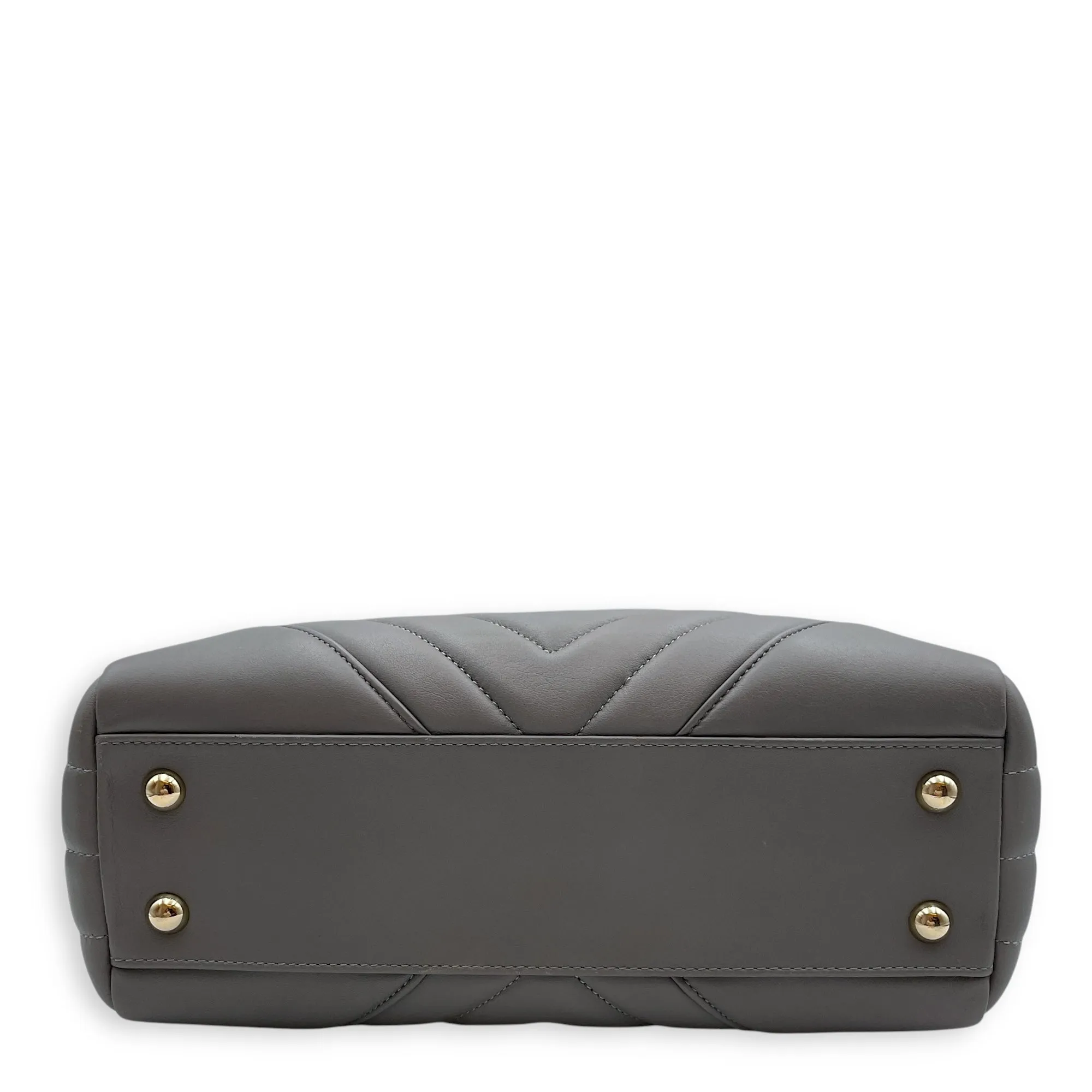 Chevron Print Seasonal Tote 25x21x9cm Grey Shoulder Bag in Lambskin, Gold hardware