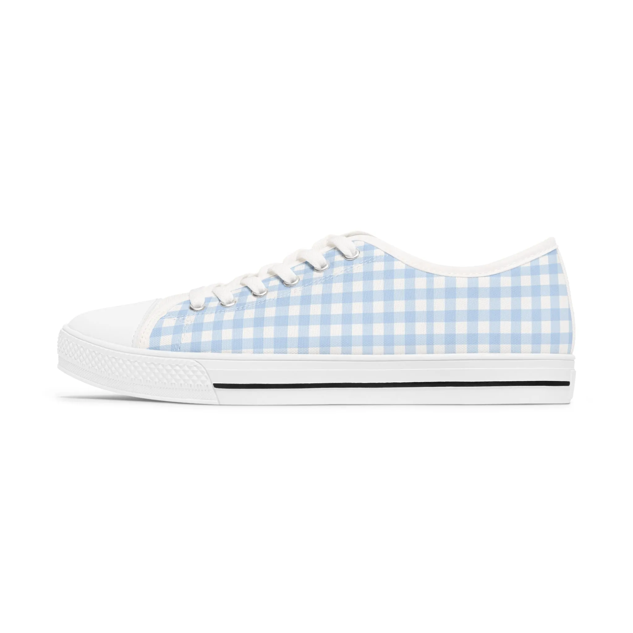 Chic Blue Gingham Women's Low Top Sneakers