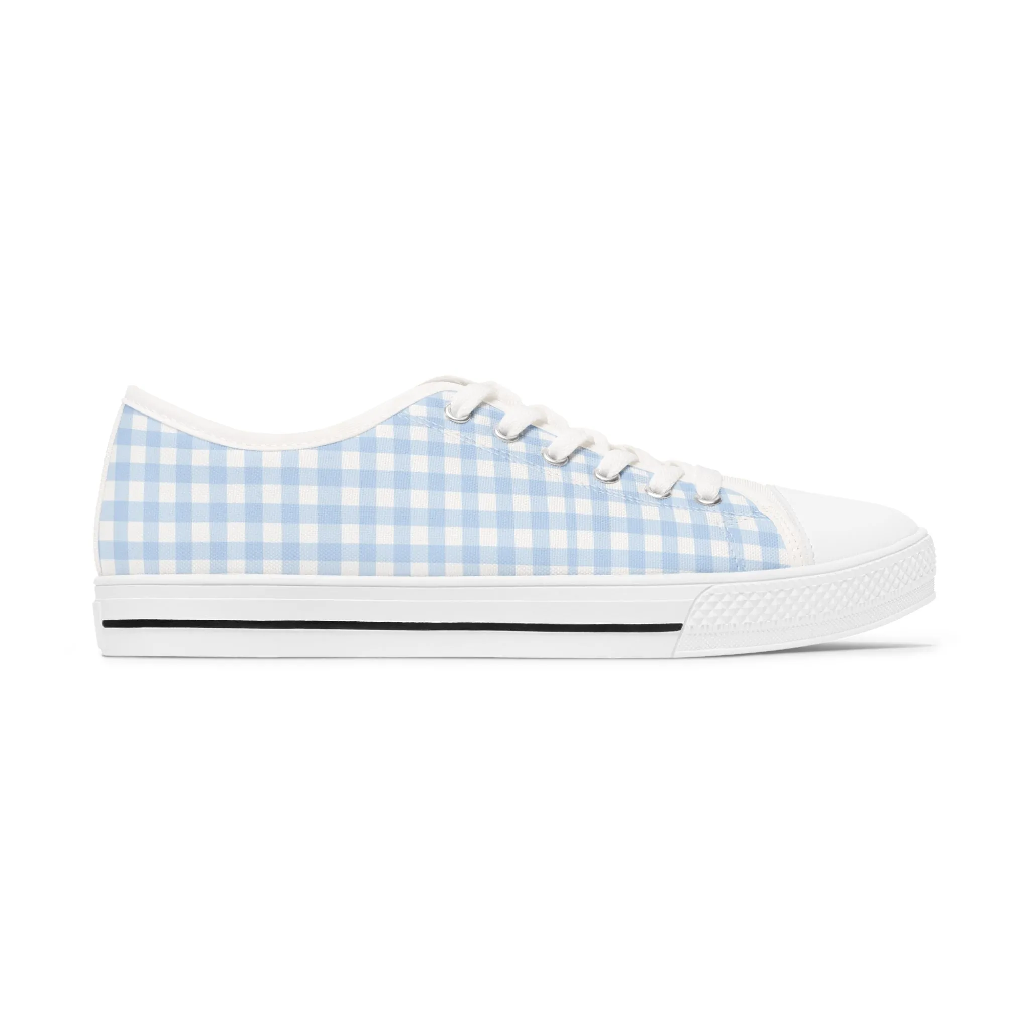 Chic Blue Gingham Women's Low Top Sneakers