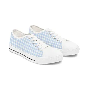 Chic Blue Gingham Women's Low Top Sneakers