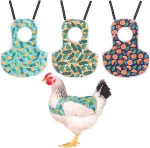 Chicken Saddle for Hens, 3 Pack Chicken Aprons with Unique Print Design, Adjustable Back Straps, Breathable Feather Protection, Comfortable, Easy to Use (Fruit)