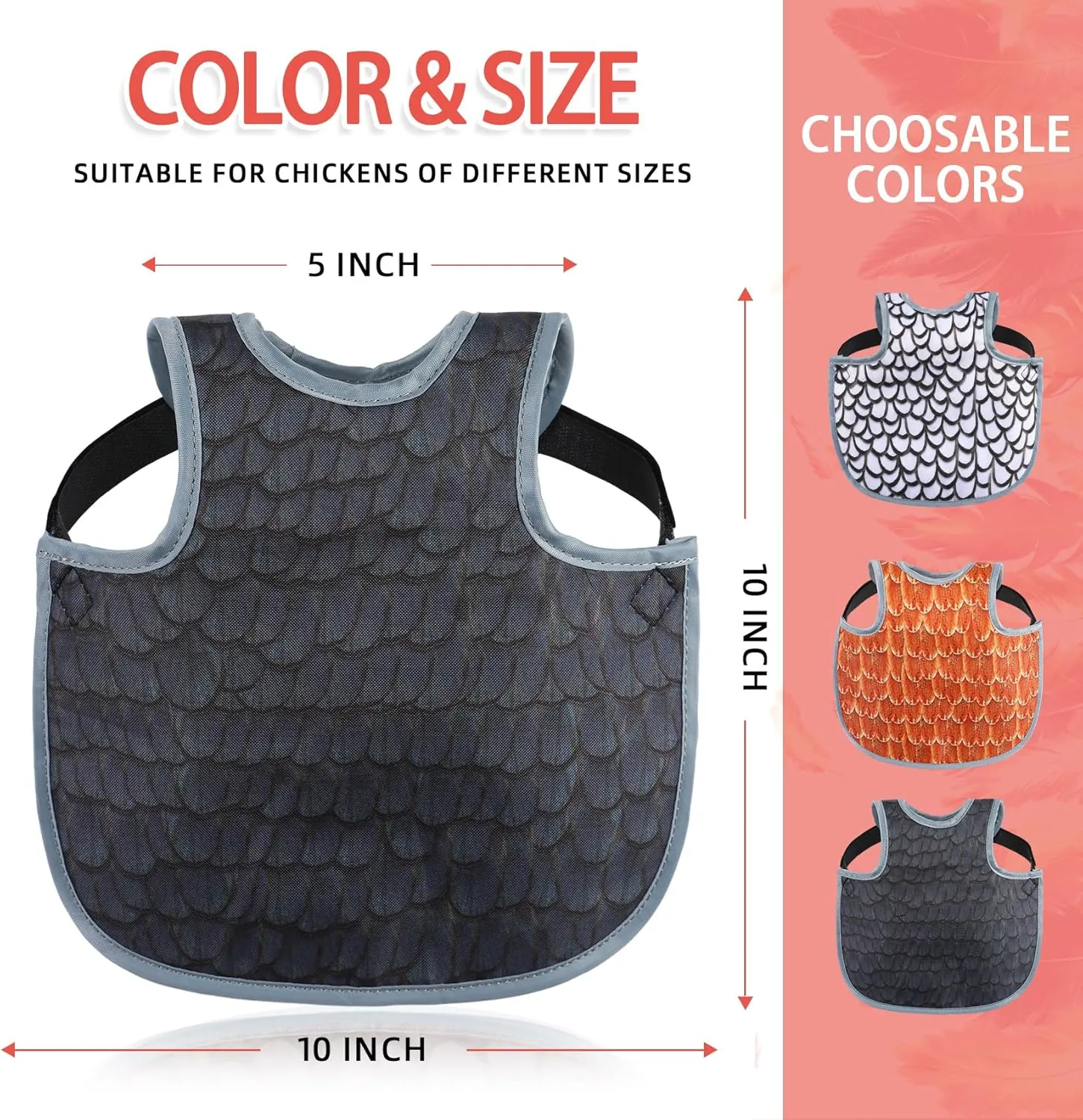 Chicken Saddles for hens, Chicken Apron Back Protector for Hens With Adjustable Strap, Chicken Hen Mating Saddle