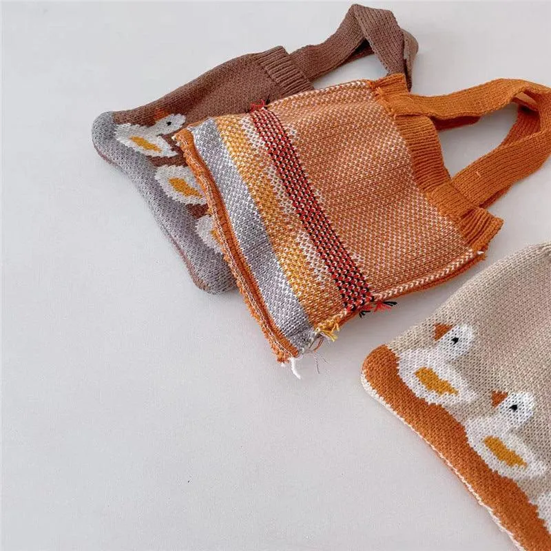 Children's Knitted Shoulder Bag Cartoon Bag