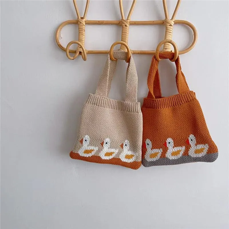Children's Knitted Shoulder Bag Cartoon Bag