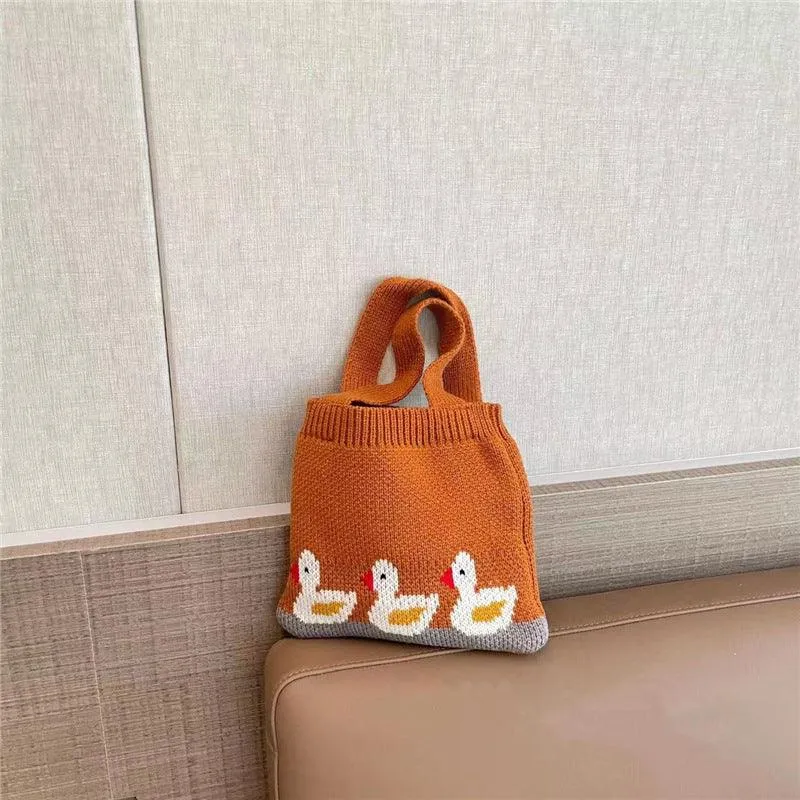 Children's Knitted Shoulder Bag Cartoon Bag