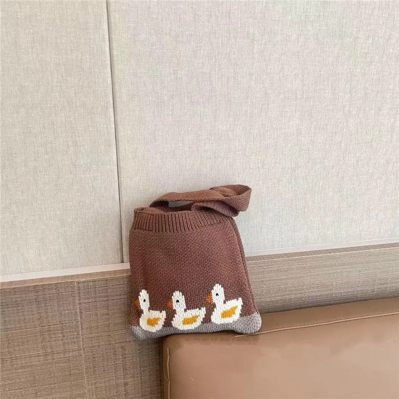 Children's Knitted Shoulder Bag Cartoon Bag