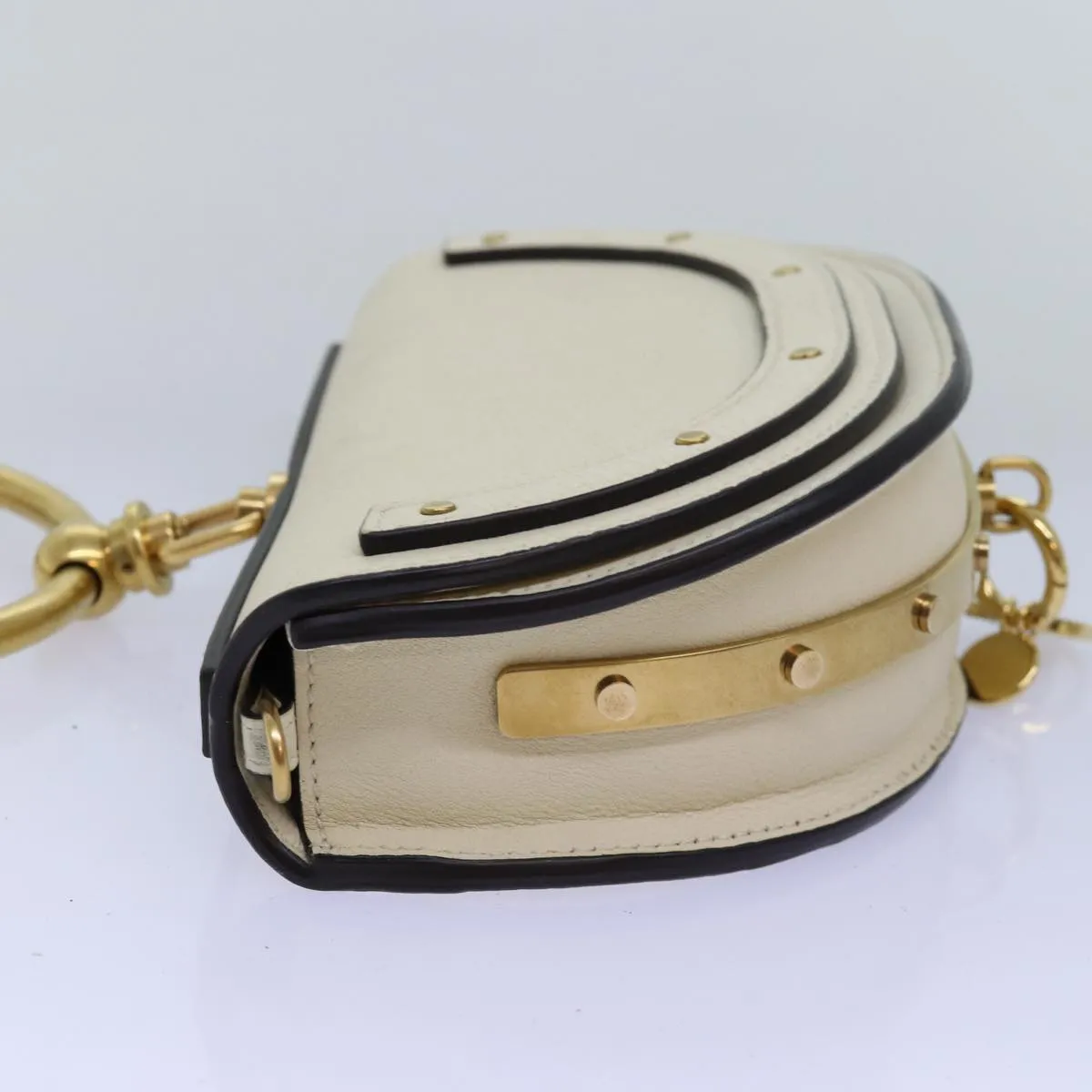 Chloe Small Bracelet Shoulder Bag Leather 2way Cream 70937