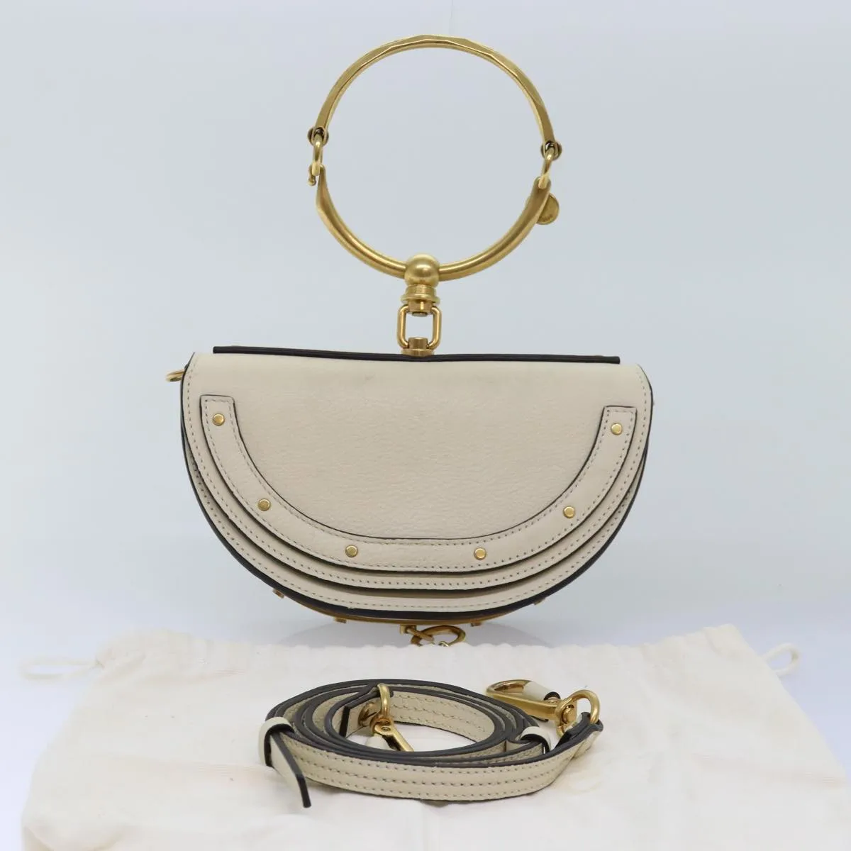 Chloe Small Bracelet Shoulder Bag Leather 2way Cream 70937