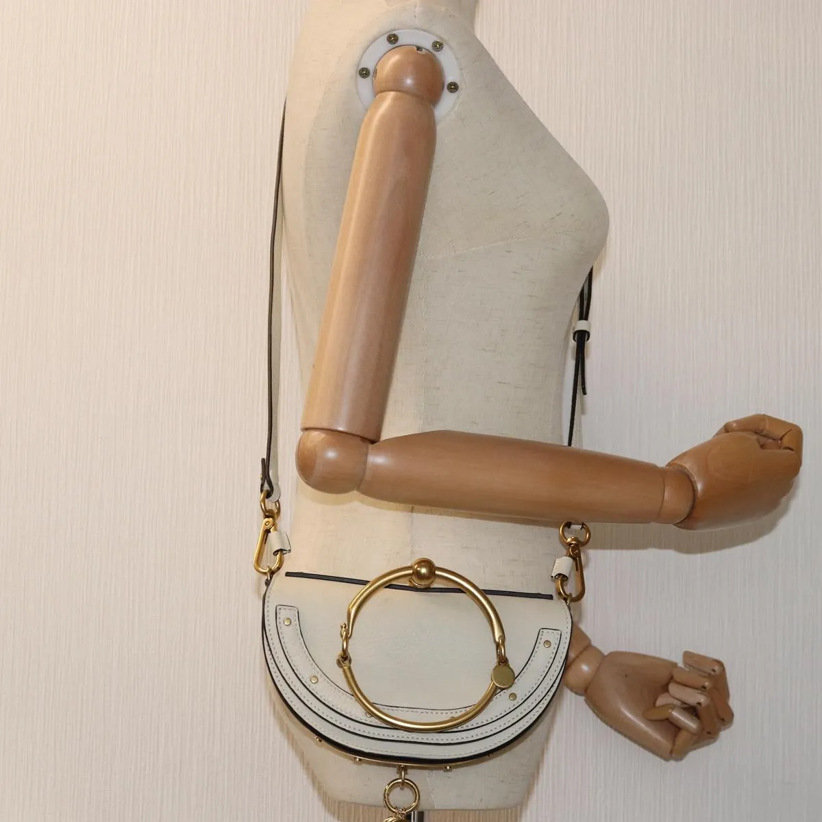 Chloe Small Bracelet Shoulder Bag Leather 2way Cream 70937