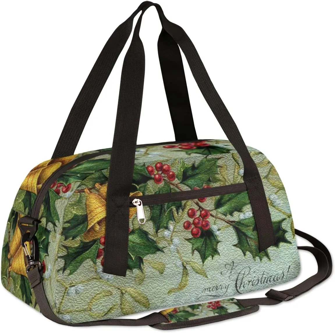 Christmas Bells Kids Duffel Bag for Girls Boys Teens, Oil Painting Dance Bag Overnight Small Duffel Bag Carry On Weekend Sports Gym Travel Bag for School Practice Gymnastics Ballet