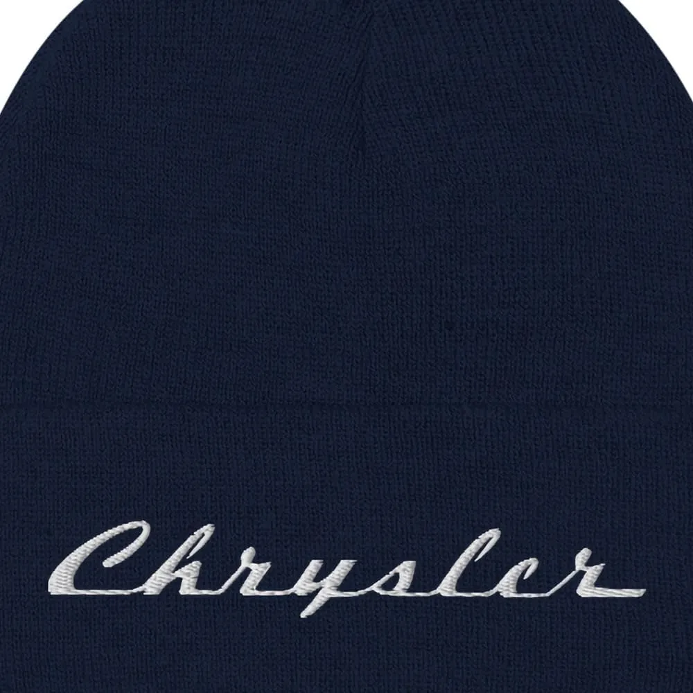 Chrysler Script Logo Pom Pom Knit Beanie Hat
