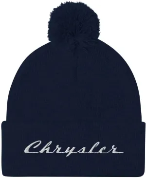 Chrysler Script Logo Pom Pom Knit Beanie Hat