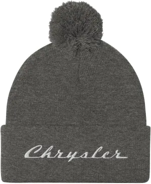 Chrysler Script Logo Pom Pom Knit Beanie Hat
