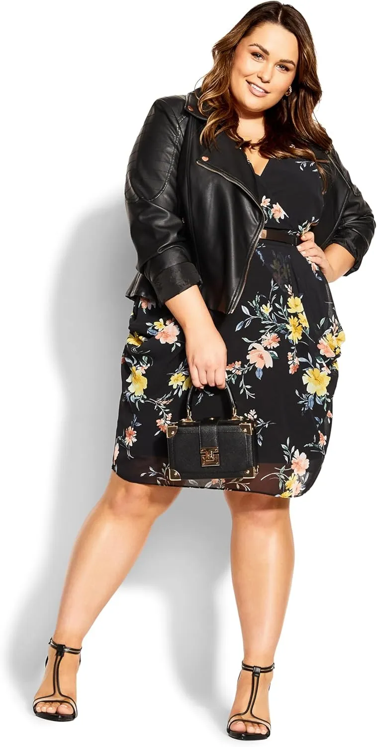City Chic Women's Plus Size Dress - Color Wrap Print