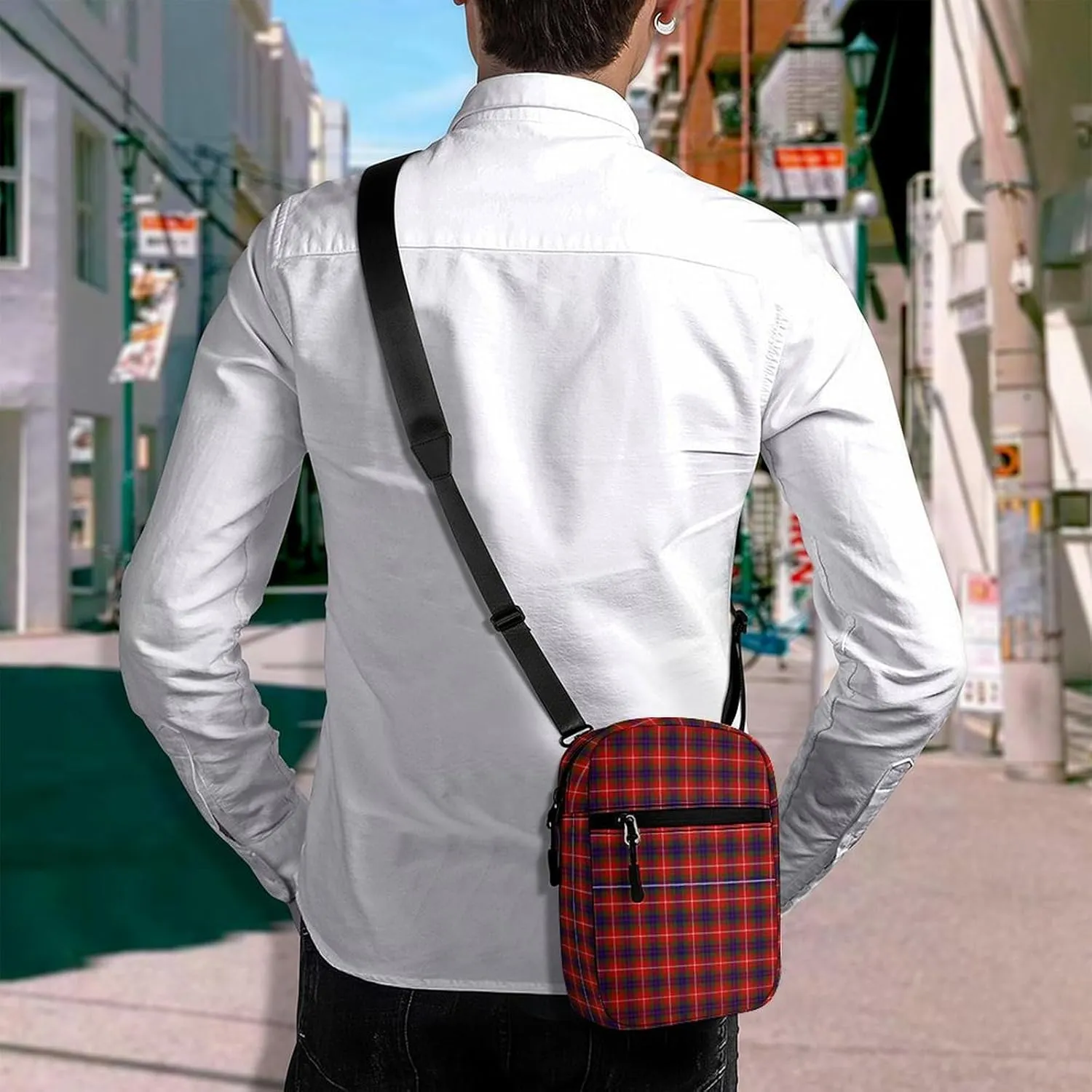 Clan Fraser Tartan Plaid Detachable Shoulder Strap Small Shoulder Bag Unisex