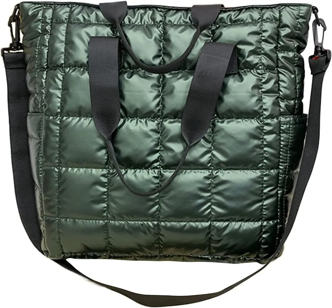 Classic Zipper Shoulder Bags for Women Shoulder Bags Top Handle Satchel Purses Multi Compartment Purse(Green)