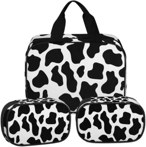 Clear Makeup Bag for Women Men, 3Pcs Transparent Cosmetic Bags Waterpoof Toiletries Set Portable Toiletry Bags with Zipper for Travel Bathroom(Cow)