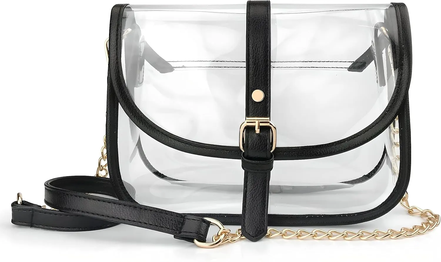 Clear Saddle Cross Body Bag Women Chain Shoulder Handbag Purse