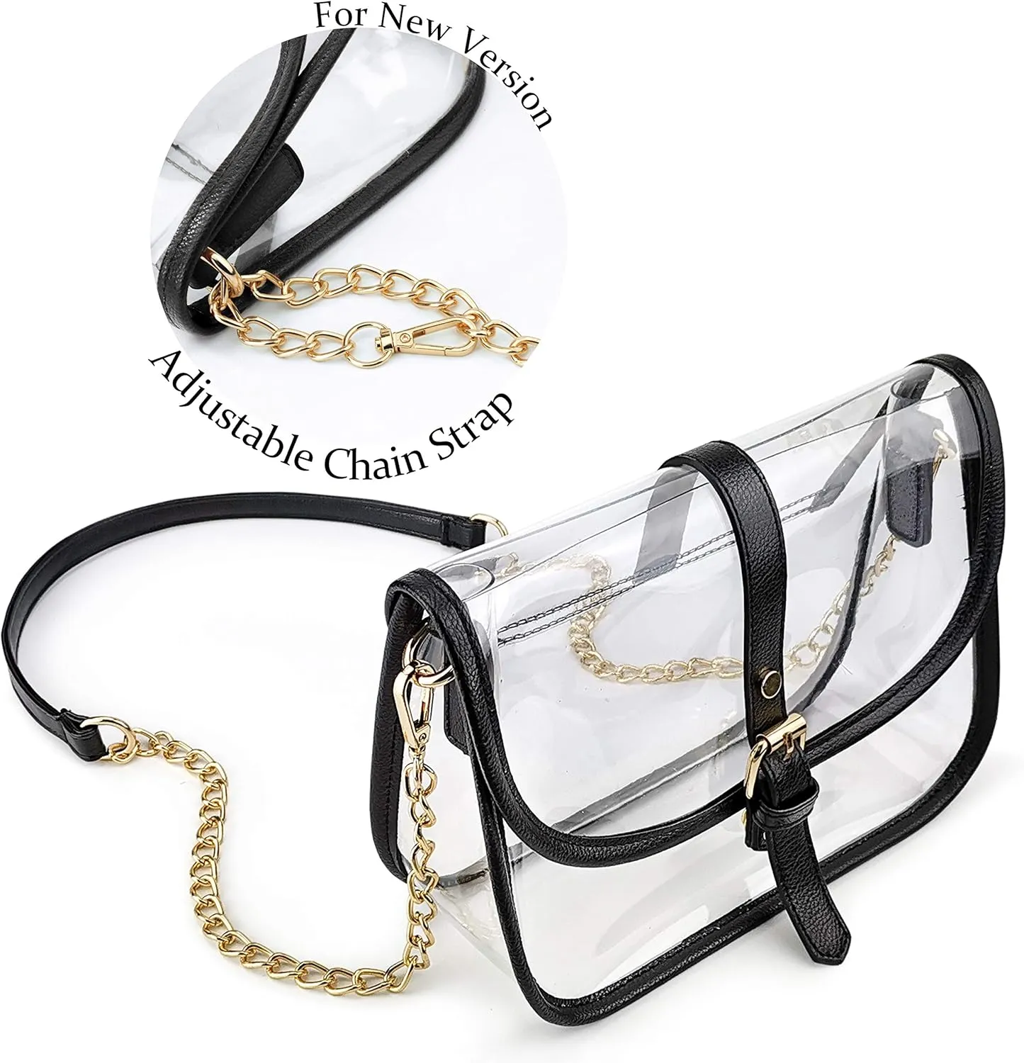 Clear Saddle Cross Body Bag Women Chain Shoulder Handbag Purse