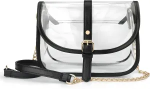 Clear Saddle Cross Body Bag Women Chain Shoulder Handbag Purse