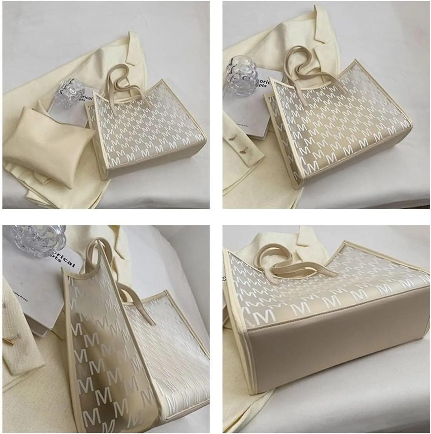 Clear Tote Beach Bag for Women Large PVC Tote Bags with Interior Bag Shoulder Bags Transparent Handbags