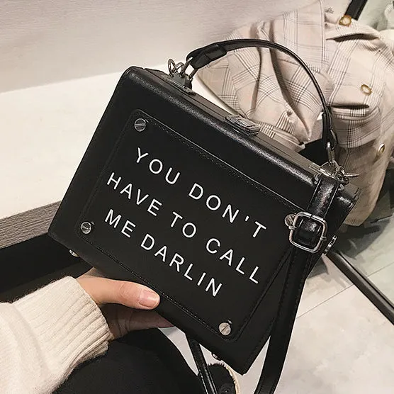 CM-BG120402 Women Trendy Easy Matching Letter Printing Shoulder Bag - Black