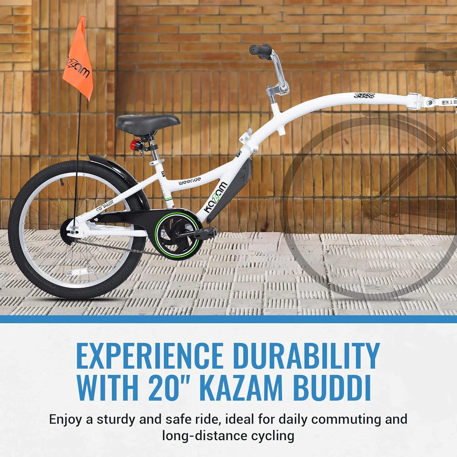 Co-Pilot Bike Trailer - 20 Inch Bike Trailer with Adjustable BMX Stem and Handlebar - Lightweight Aluminum Frame and Padded Saddle for Cycling - Perfect for Family Rides