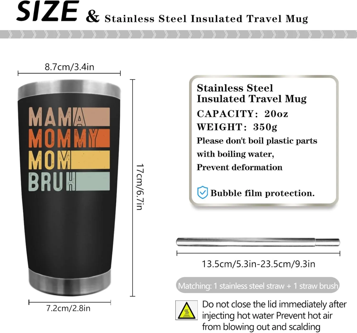 Coffee Tumbler Mama Mommy Mom Bruh Tumbler Insulated for Hot and Cold Stainless Tumbler with Lids and Straws for Women for Outdoor