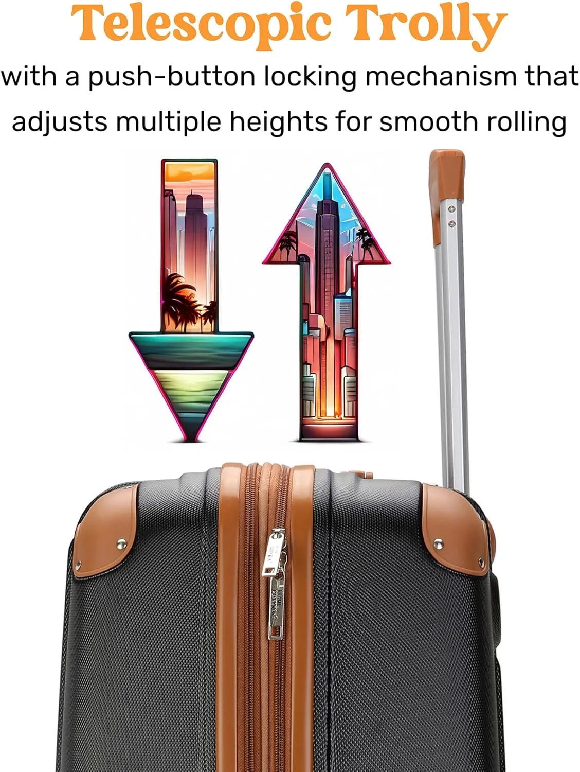 Collins 3 Piece Expandable Retro Luggage Set, Durable Lightweight PC-ABS Shell, Double Spinner Wheels (Retro Black)