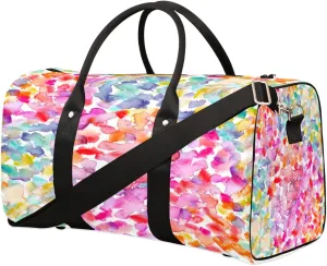 Colorful Flower Petals Travel Duffel Bag, Foldable Sport Gym Tote Bag, Waterproof Weekender Overnight Bag with Shoulder Strap, Carry On Luggage Handbag for Men and Women