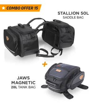 Combo 15: Stallion 50L Saddle Bag   Jaws Magnetic 28L Tank Bag