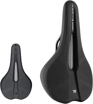 Comfortable Bike Saddle Breathable Non-Slip Cushion Leather Surface Fit for Seat Road Bike Shock Absorbing Hollow Cycling Saddle Waterproof
