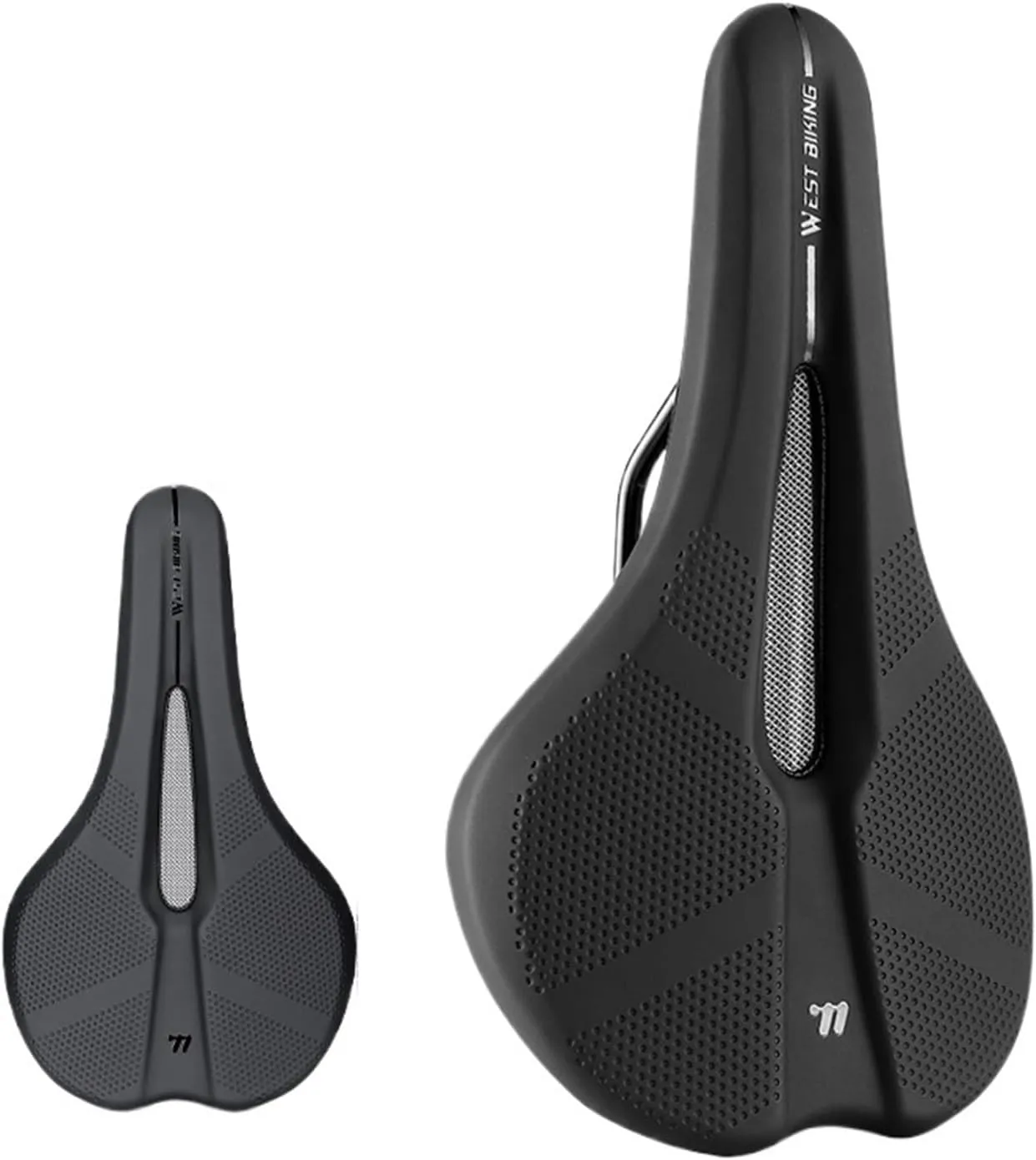 Comfortable Bike Saddle Breathable Non-Slip Cushion Leather Surface Fit for Seat Road Bike Shock Absorbing Hollow Cycling Saddle Waterproof
