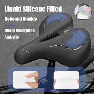 Comfortable Gel Bike Saddle - Wide, Memory Foam Padded, Universal Fit for Men & Women - Peloton & Stationary Bike Seat