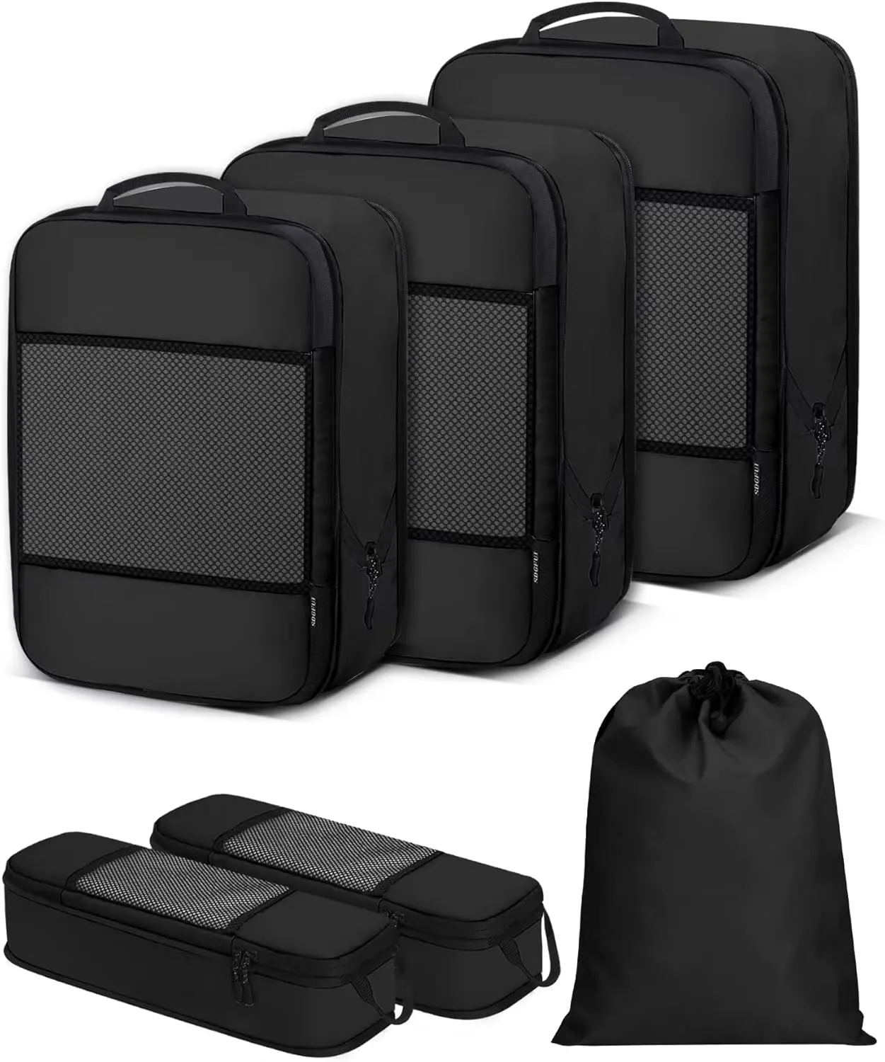 Compression Packing Cubes 4-Set Space Saver with Vacuum-Free Compression Expandable Luggage Organizer for Carry-On