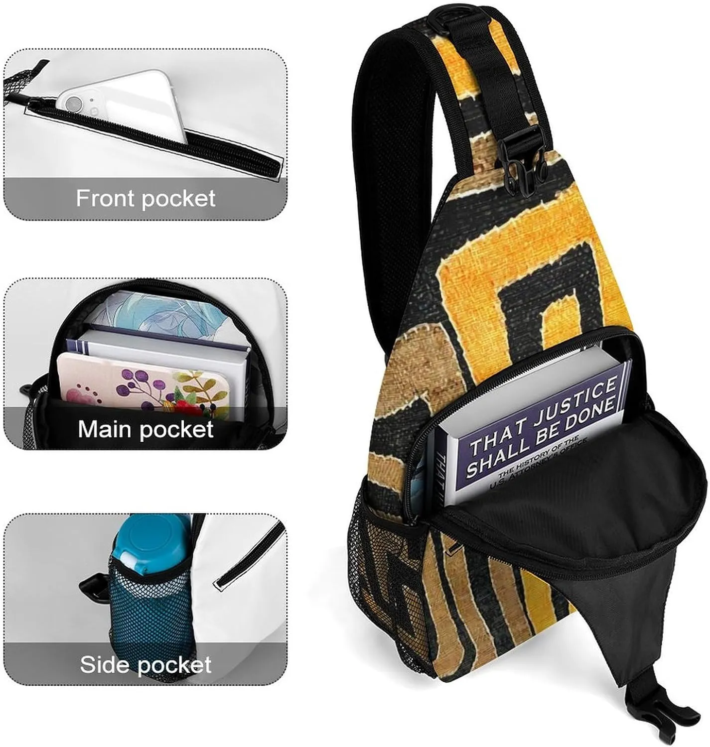Contemporary African Mud Cloth Print Retro Pattern A Spacious And Large Capacity Portable Adjustable Chest Bag