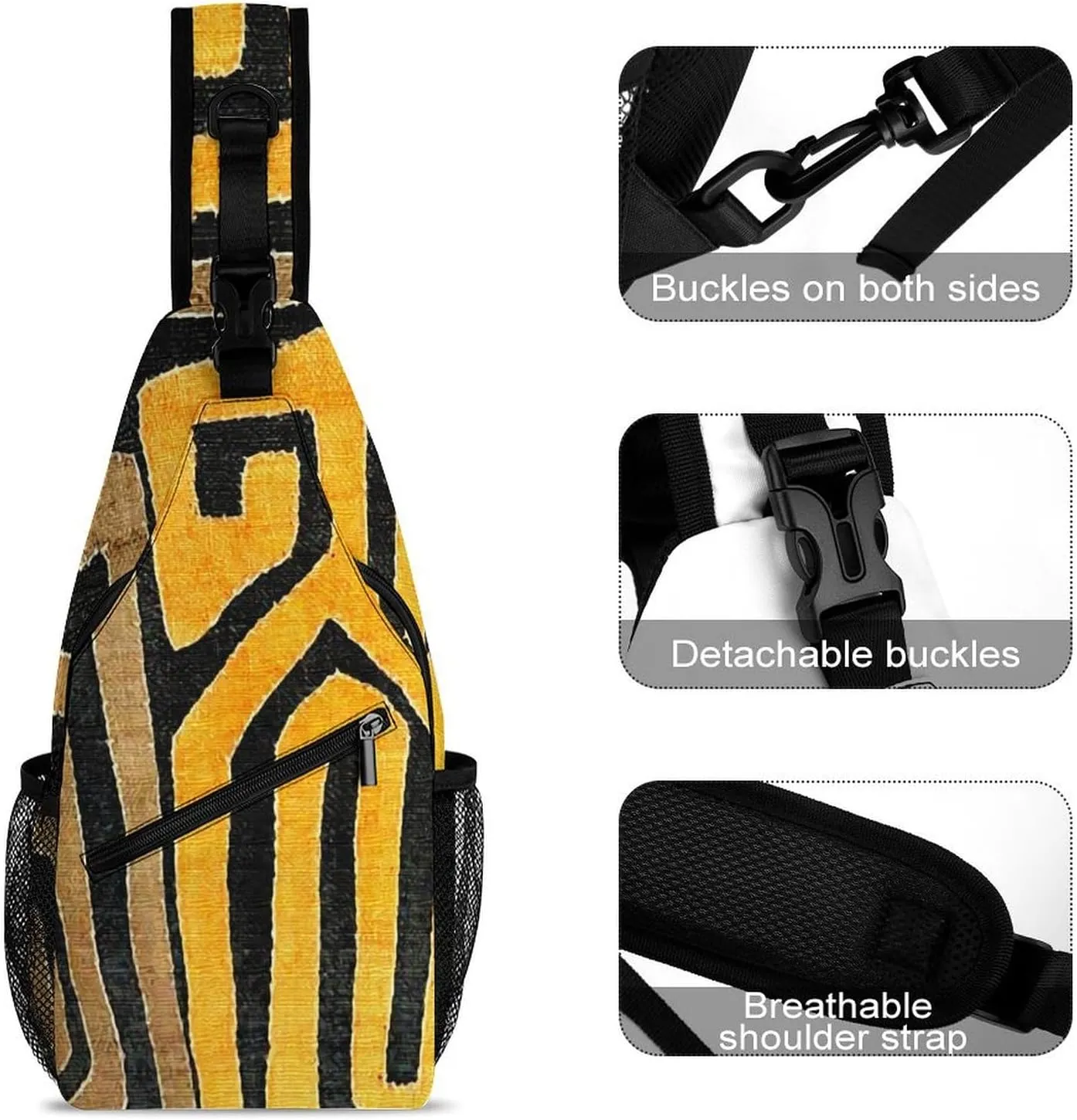 Contemporary African Mud Cloth Print Retro Pattern A Spacious And Large Capacity Portable Adjustable Chest Bag
