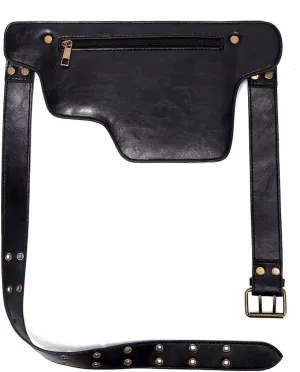Cool Punk Motorcycle Style Waist Bag, Retro Outdoor Sports Adjustable Belt Bag, Fashion Fanny Pack (Coffee)