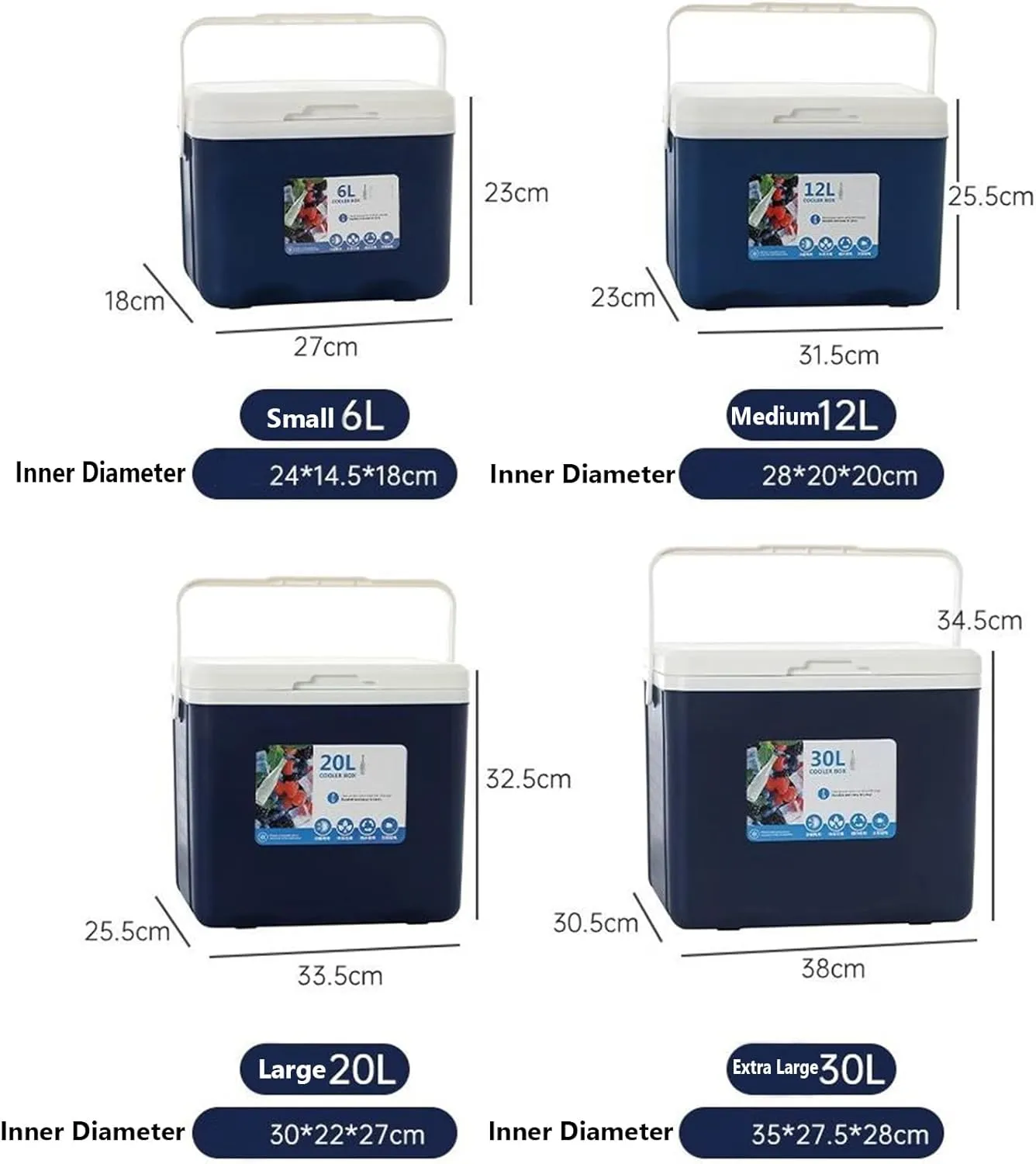 Cooler for Citro?n C1/C2/C3/C4/C5/C4 Cactus/C4 Picasso/C5 Aircross Insulated Hard Ice Box Large High-Performance Storage Box Portable Cool Picnic Box Festival Camping,A-27 * 18 * 23cm