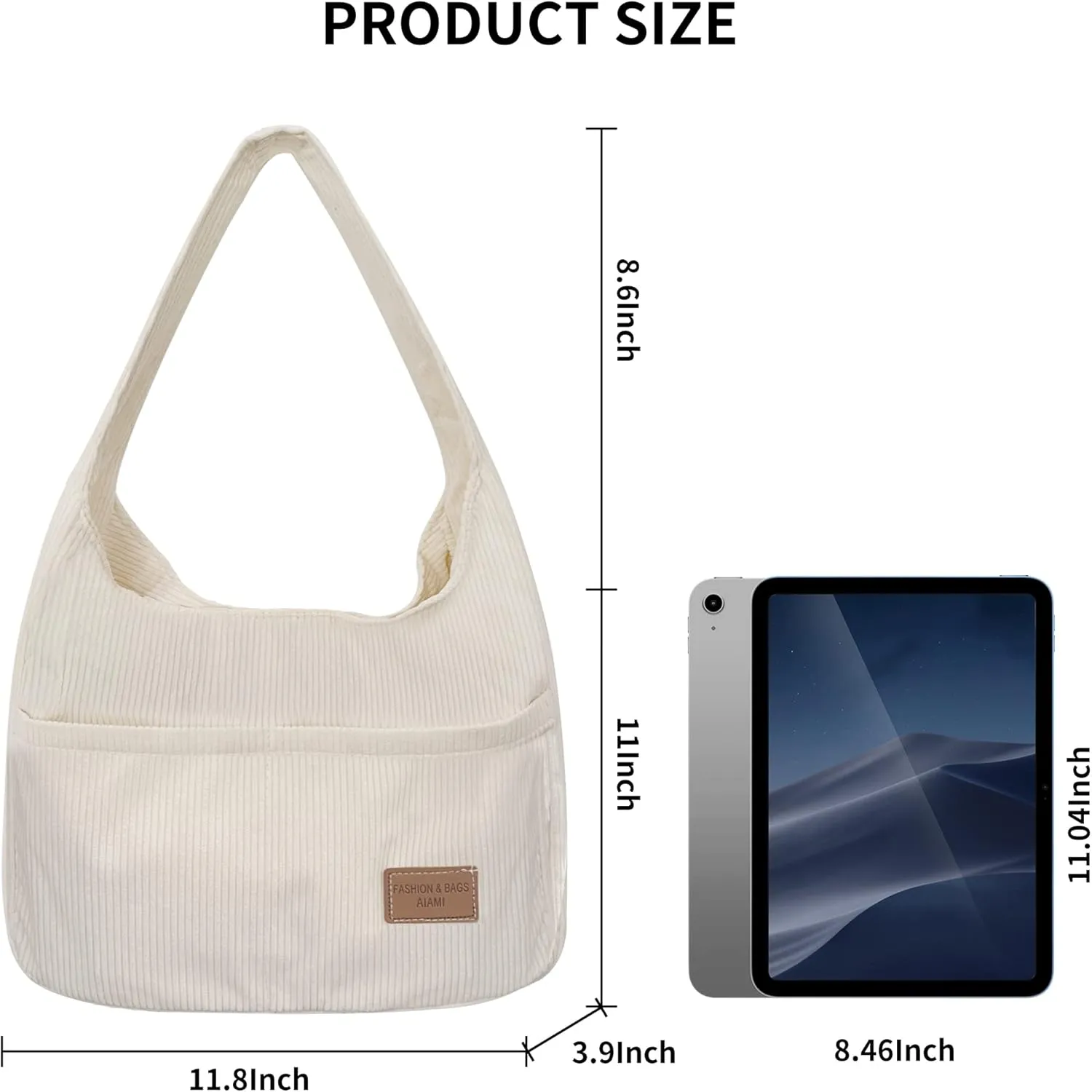 Corduroy Tote Bag for Women,Cute Casual Handbags Shopping Work Bag Shoulder Bag with Pockets