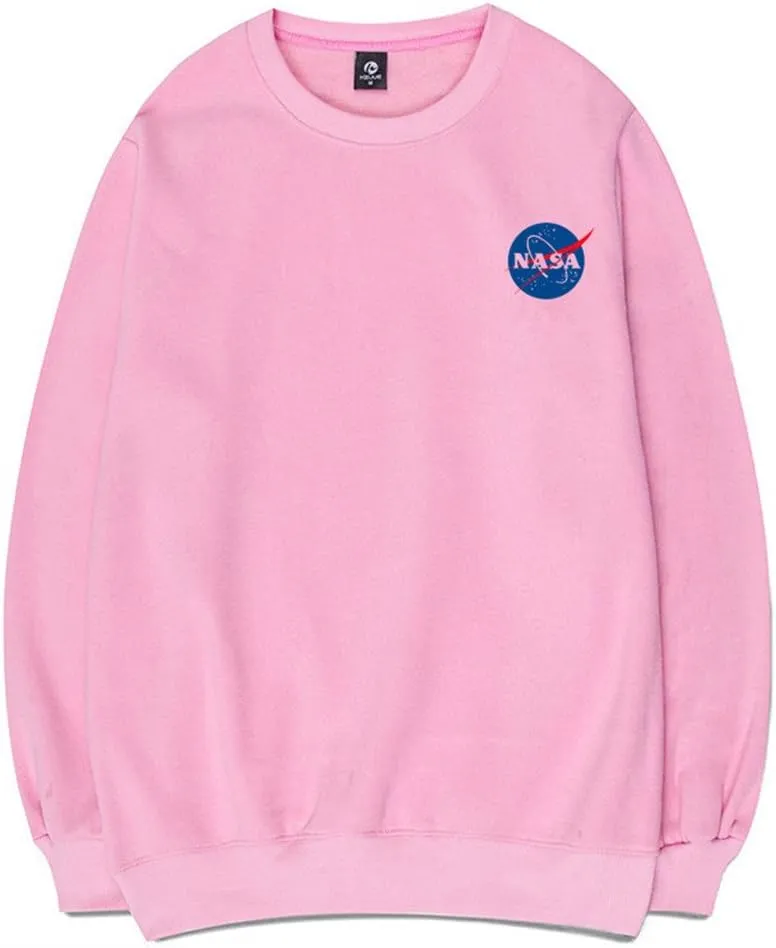 CORIRESHA Fashion NASA Logo Print Hoodie Sweatshirt with Pocket(Smaller Than Standard Size)